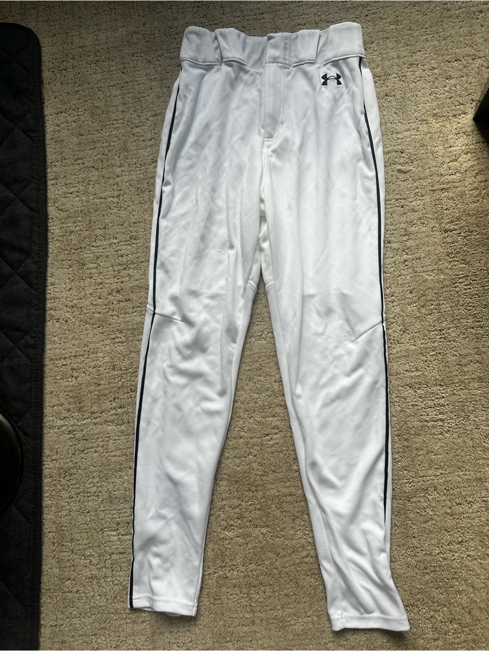 Under Armour White Baseball Pants with Black Piping